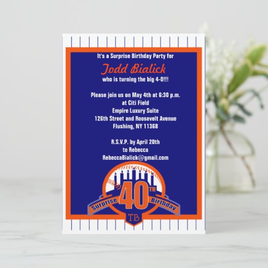 野球ファンの驚きの誕生日の招待 招待状 (スタンド正面)