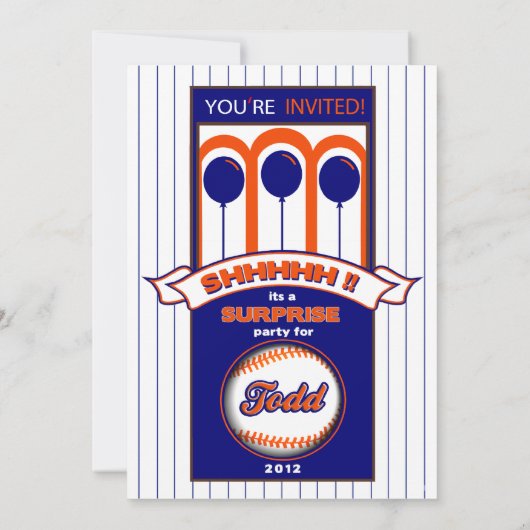 野球ファンの驚きの誕生日の招待 招待状 (裏面)