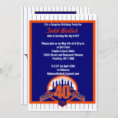 野球ファンの驚きの誕生日の招待 招待状 (正面/裏面)