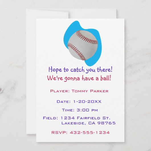 野球ファンタスティック_スポーツをテーマにした誕生日パーティー 招待状 (裏面)