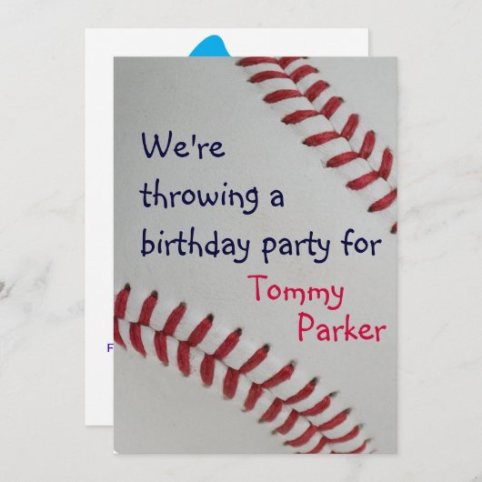 野球ファンタスティック_スポーツをテーマにした誕生日パーティー 招待状 (正面/裏面)