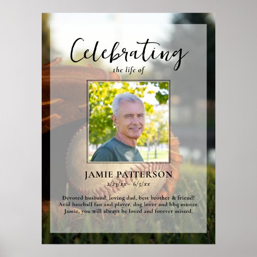 野球ファンプレイヤーライフお祝い写真葬儀 ポスター (正面)