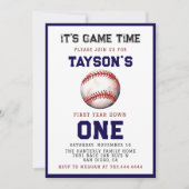 野球ファーストイヤーダウン 1歳の誕生日 招待状 (正面)