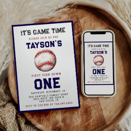 野球ファーストイヤーダウン 1歳の誕生日 招待状