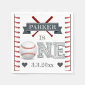 野球ファースト誕生日 パーソナライズされた スタンダードカクテルナプキン (正面)