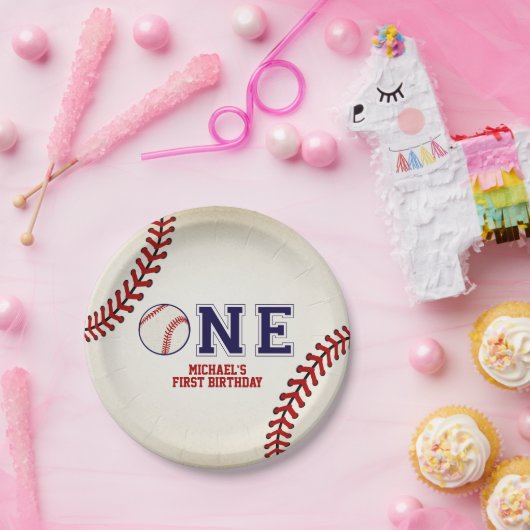 野球ファースト誕生日 ペーパープレート (パーティー)