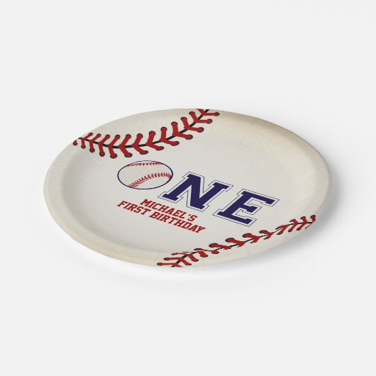 野球ファースト誕生日 ペーパープレート (アングル)