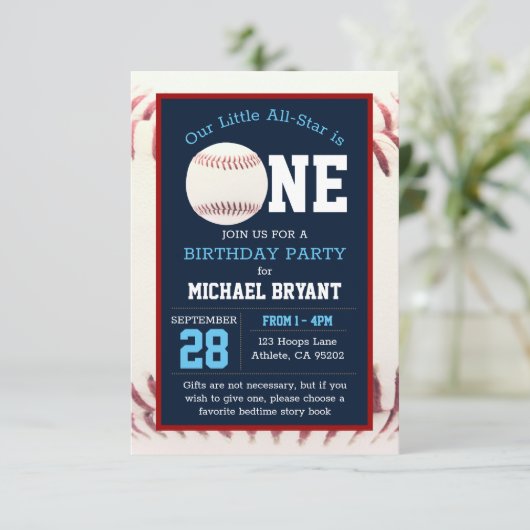 野球ファースト誕生日 招待状 (スタンド正面)