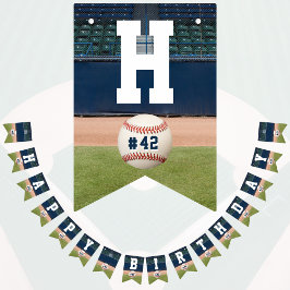 野球フィールドチームナンバースポーツハッピーバースデー バンティングフラッグ