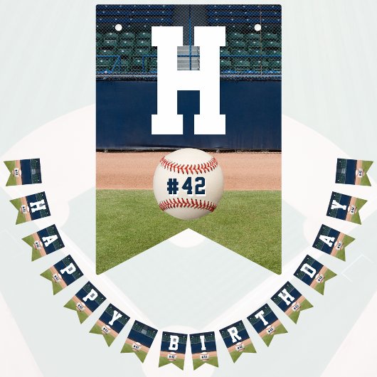 野球フィールドチームナンバースポーツハッピーバースデー バンティングフラッグ