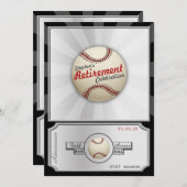 野球フィールドパス引退パーティの招待状 招待状 (正面/裏面)