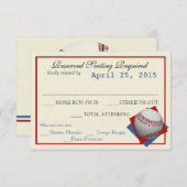 野球フィールドパス結婚の応答カード 出欠カード (正面/裏面)