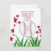 野球フィールド誕生日スターズエイジ誕生日 招待状 (正面/裏面)