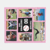 野球フォトコラージュガール フリースブランケット (正面(横))