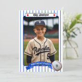 野球フォトバースデーパーティーへの招待 招待状 (スタンド正面)