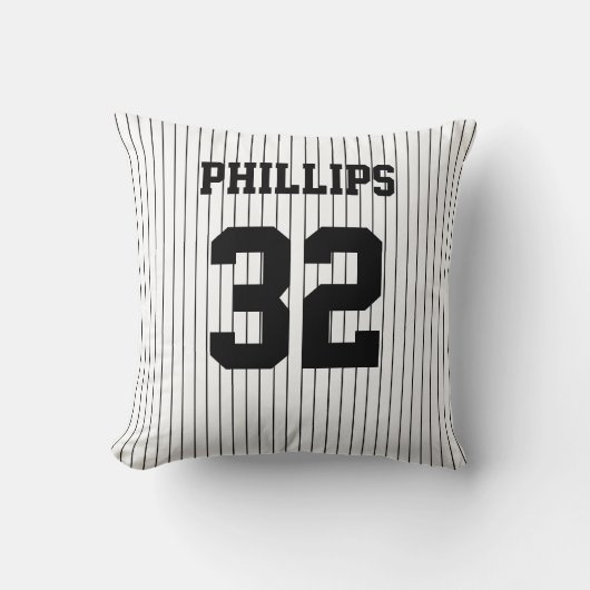 野球ブラックピンプリペスとホワイトジャージー クッション (正面)