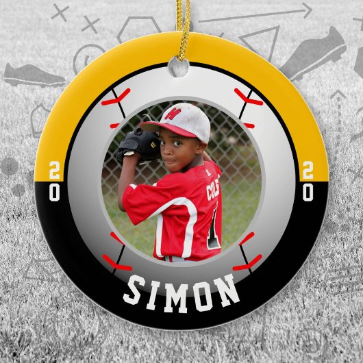 野球ブラック金ゴールドチームカラー セラミックオーナメント