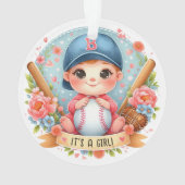野球ブリスベビーガールアナウンスフローラベビー オーナメント (裏面)