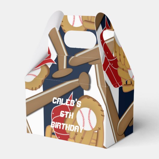 野球ブルーストライプのバースデーパーティーお願いボックス フェイバーボックス (正面サイド)