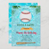 野球プールの誕生日案内カード 招待状 (正面/裏面)