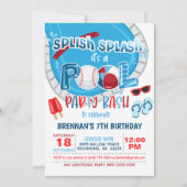 野球プールパーティの招待状 – 少年 – Wh 招待状 (正面)