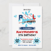 野球プールパーティの誕生日 招待状 (正面)