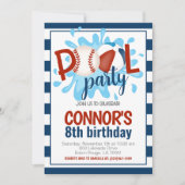 野球プールパーティー誕生日招待状 招待状 (正面)