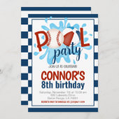 野球プールパーティー誕生日招待状 招待状 (正面/裏面)