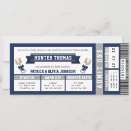 野球ベイビーシャワー招待状、ブルー、グレー 招待状