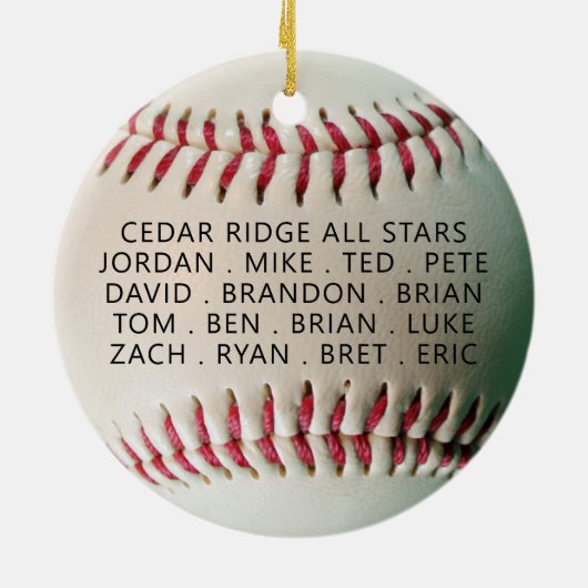 野球ベストコーチフォトチームパーソナライズされた名 セラミックオーナメント (裏面)