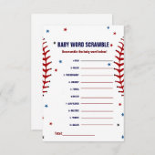 野球ベビーの単語スクランブル赤ちゃんシャワーゲーム 招待状 (正面/裏面)