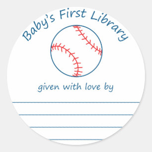 野球ベビー初の図書館蔵書票 ラウンドシール