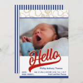 野球ベビー誕生のお知らせ（写真あり） 案内状 (正面/裏面)