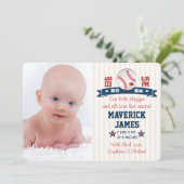 野球ベビー誕生の告知と写真 案内状 (スタンド正面)