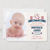 野球ベビー誕生の告知と写真 案内状 (正面)