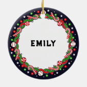 野球ホリデーギフトセラミックオーナメント セラミックオーナメント (裏面)