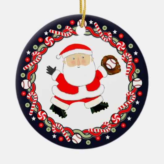 野球ホリデーギフトセラミックオーナメント セラミックオーナメント (正面)