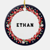 野球ホリデーギフトセラミックオーナメント セラミックオーナメント (裏面)