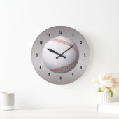 野球ホワイト&レッドデザイン ラージ壁時計 (ホーム)