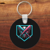 野球ホームプレートドリップボーイズ野球こうもり キーホルダー (正面)