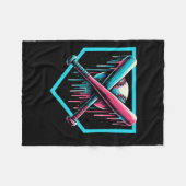 野球ホームプレートドリップボーイズ野球こうもり フリースブランケット (正面(横))