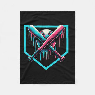 野球ホームプレートドリップボーイズ野球こうもり フリースブランケット