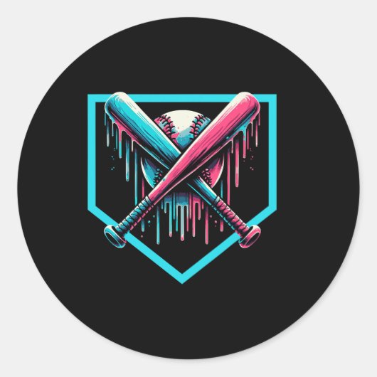 野球ホームプレートドリップボーイズ野球こうもり ラウンドシール (正面)