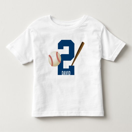 野球ボーイオールスター名前をカスタムする2nd誕生日 トドラーTシャツ (正面)