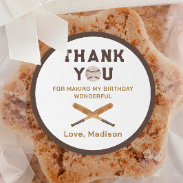 野球ボーイ誕生日ありがとう ラウンドシール