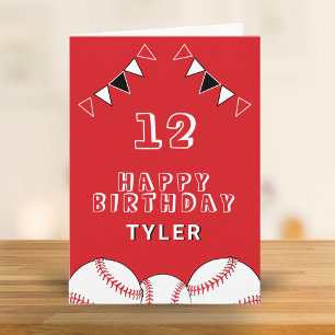 野球ボールとフラグスポーツ子供の誕生日 カード