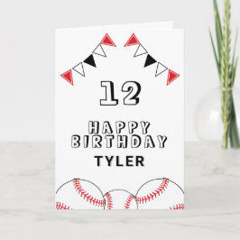 野球ボールとフラッグスポーツ子供の誕生日 カード