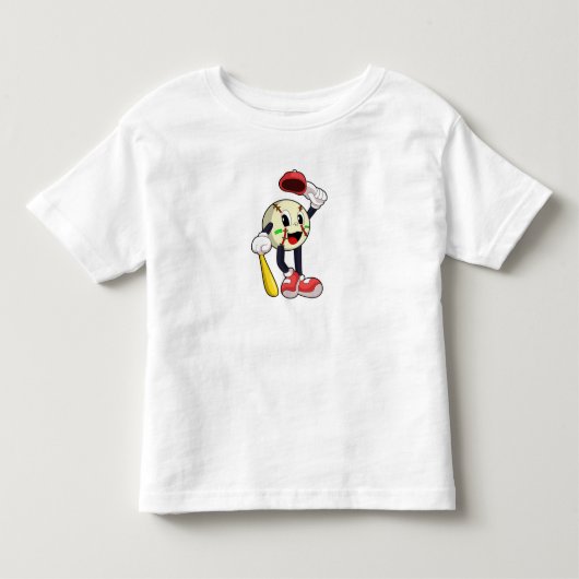 野球ボールと野球バット トドラーTシャツ (正面)