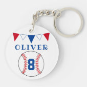 野球ボールのバンティングフラグ子供の誕生日 キーホルダー (裏面)