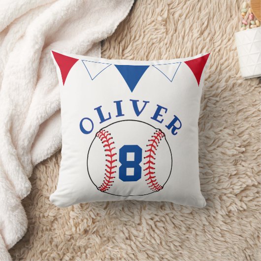 野球ボールのバンティングフラグ子供の誕生日 クッション (ブランケット)